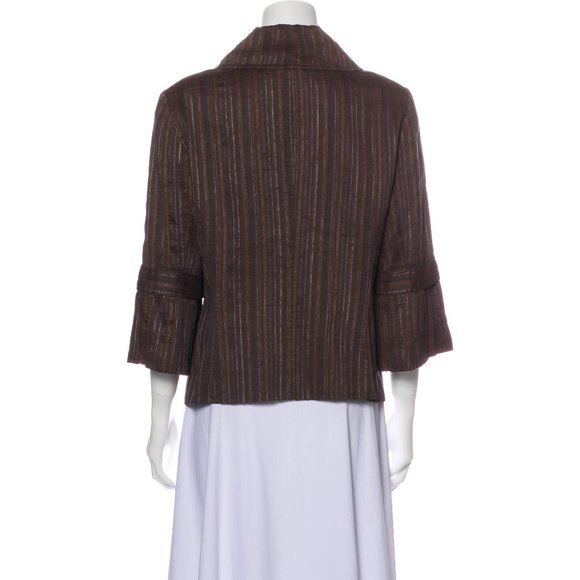 Womens Size 6 Lafayette 148 New York Linen Silk Blend Striped Blazer Jacket - Picture 3 of 6